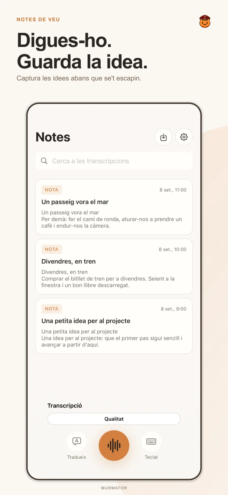 Pantalla de notes de Murmator