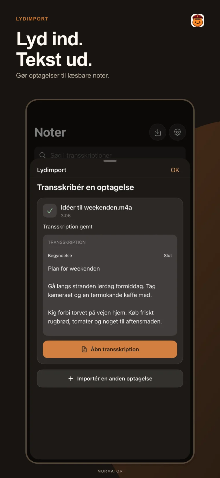 Importér lyd