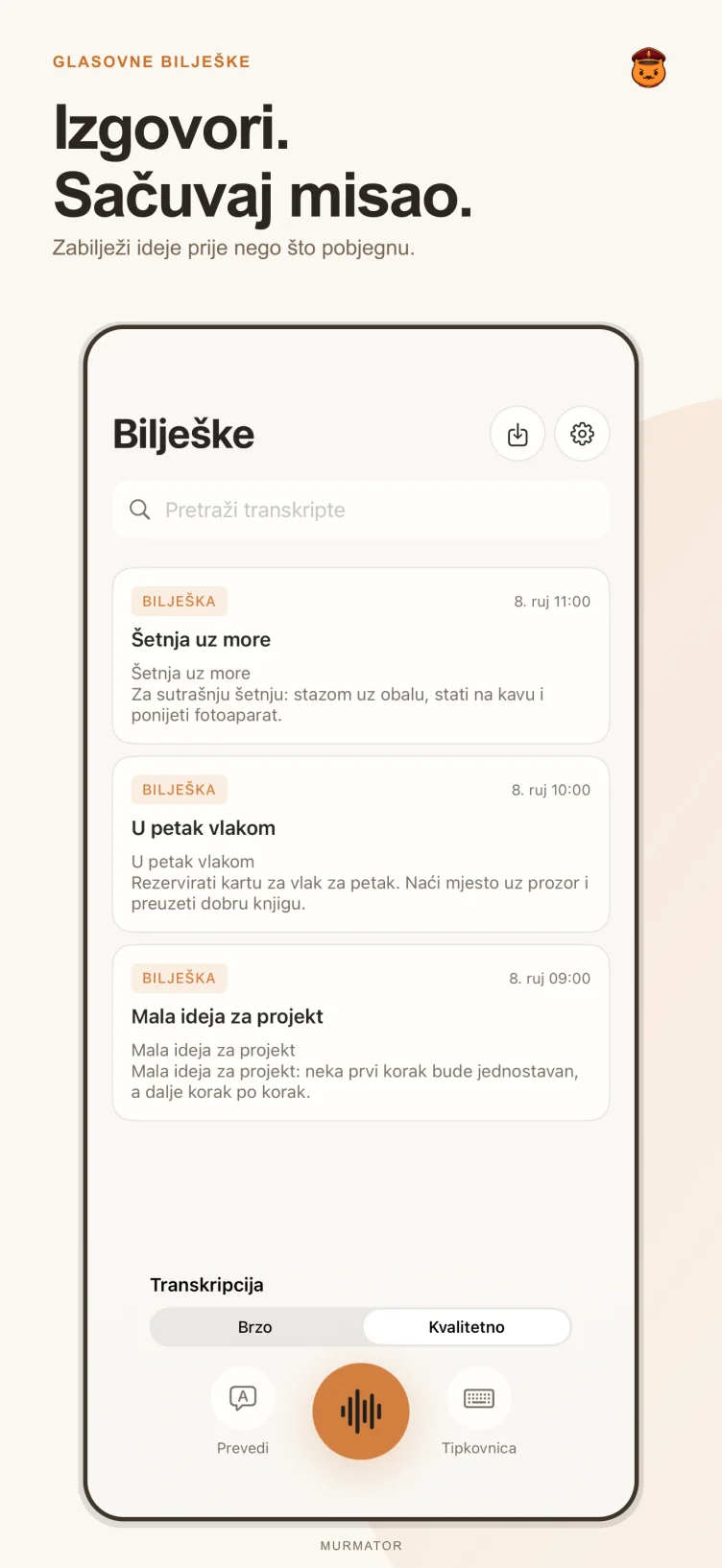 Zaslon bilješki u Murmatoru