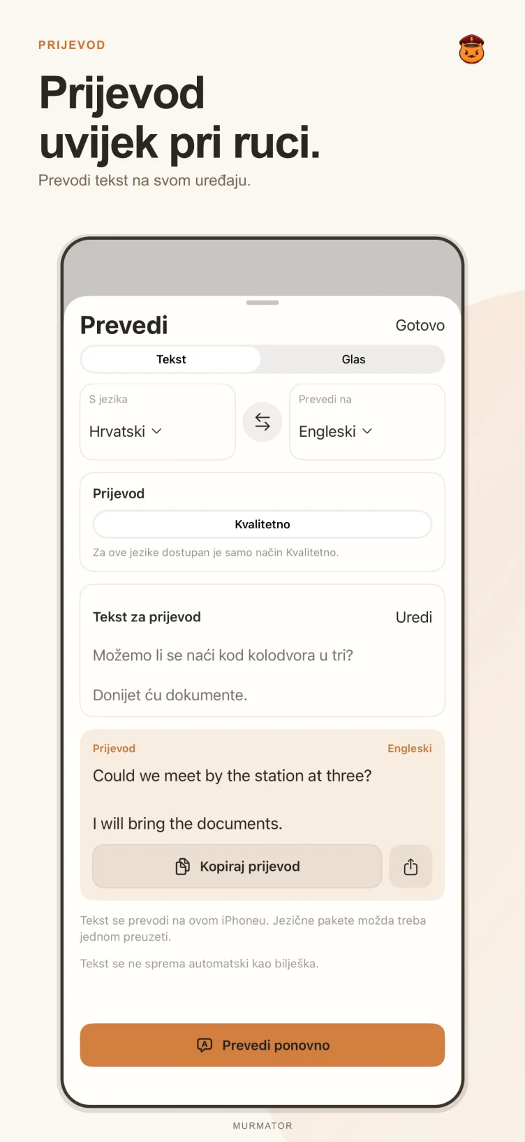 Zaslon prijevoda u Murmatoru