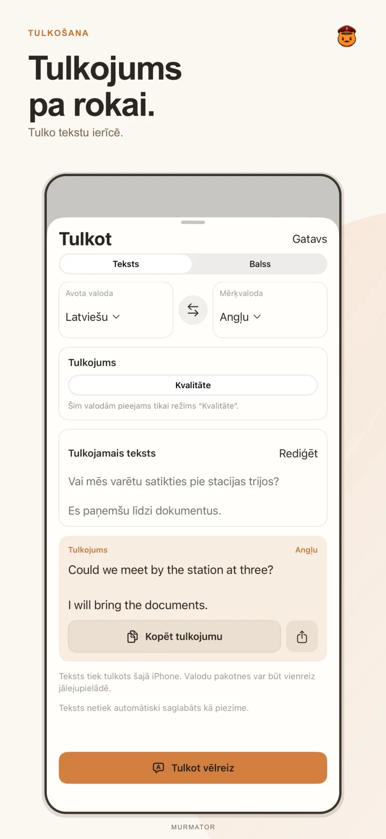 Murmator tulkošanas ekrāns