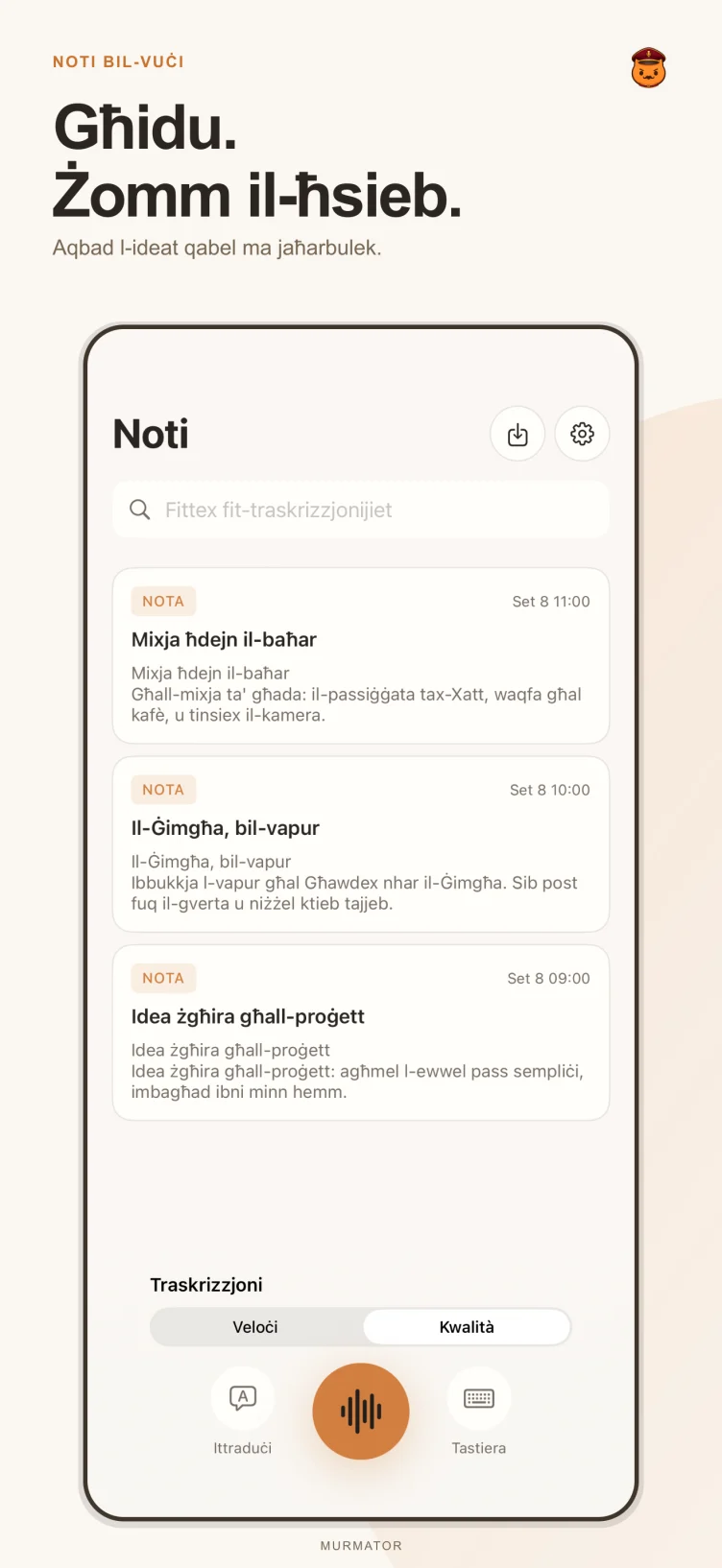 L-iskrin tan-noti ta' Murmator