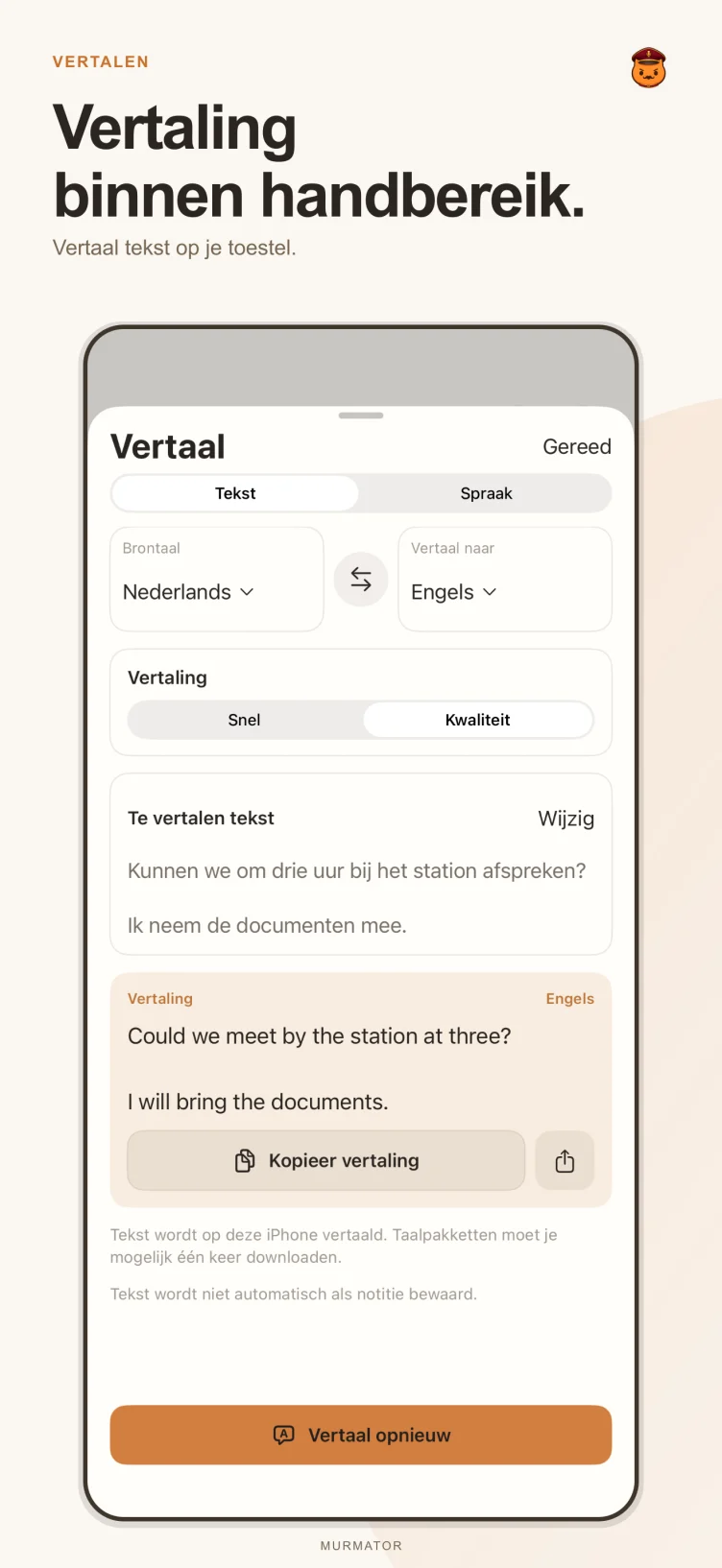 Vertaalscherm van Murmator
