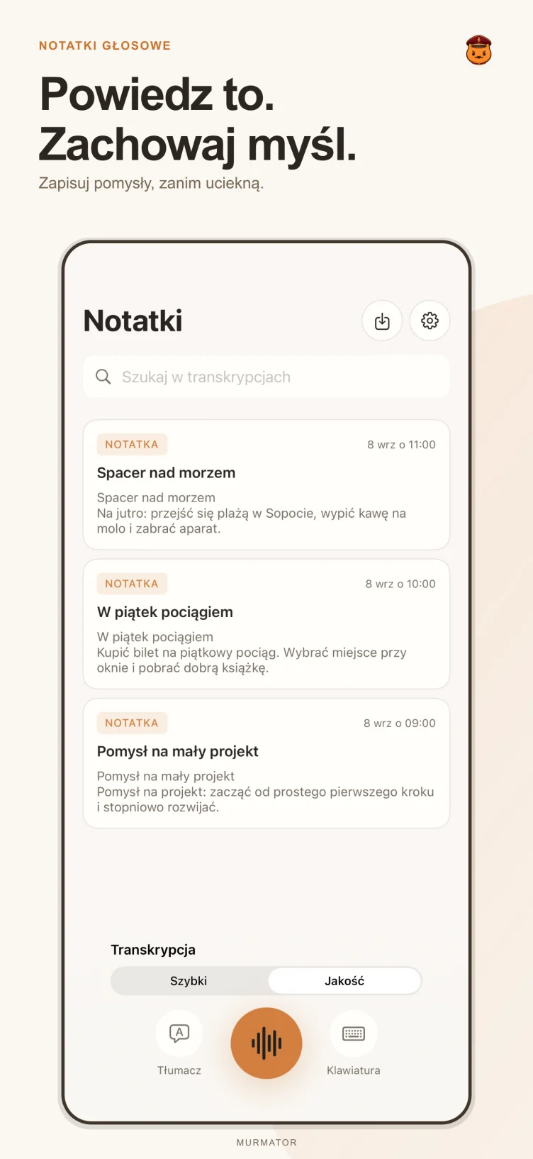 Ekran notatek w Murmatorze