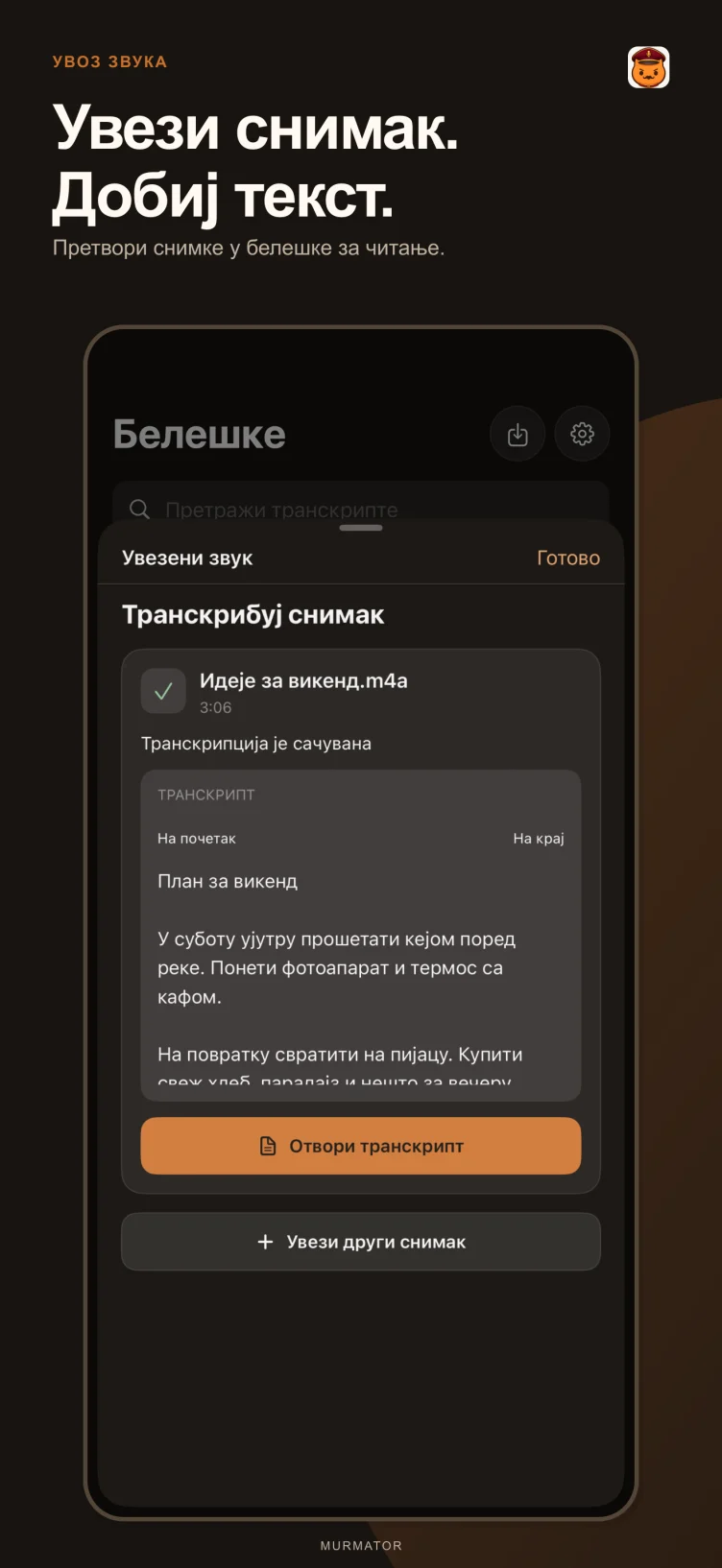 Увоз звука